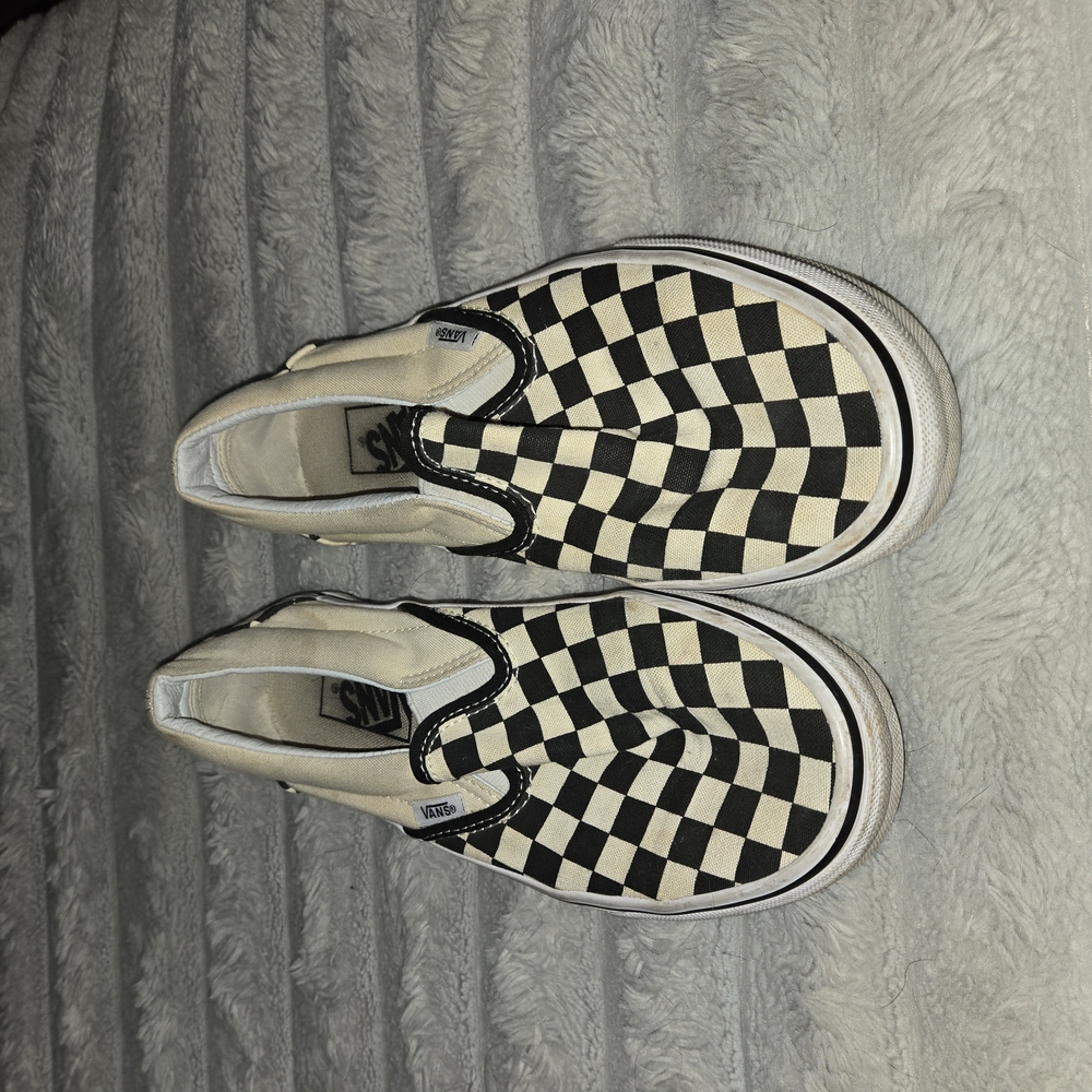 Vans Checkerboard Slip-On Shoes - Black and White